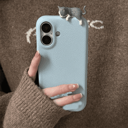 Kožený kryt s 3D kresleným motivem kočky a ryby pro iPhone 16 15 14 13 12 Pro Max, měkký zadní kryt - náhled 7