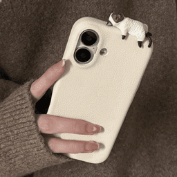 Kožený kryt s 3D kresleným motivem kočky a ryby pro iPhone 16 15 14 13 12 Pro Max, měkký zadní kryt - náhled 5
