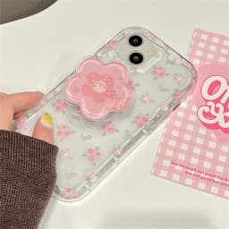 Pouzdro na telefon Quicksand Floral se stojánkem - průhledný měkký kryt pro modely iPhone s růžovým květinovým držákem - náhled 6