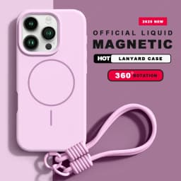 Magnetický kryt na telefon s poutkem na šňůrku - tekutý silikonový měkký kryt kompatibilní s MagSafe - náhled 3