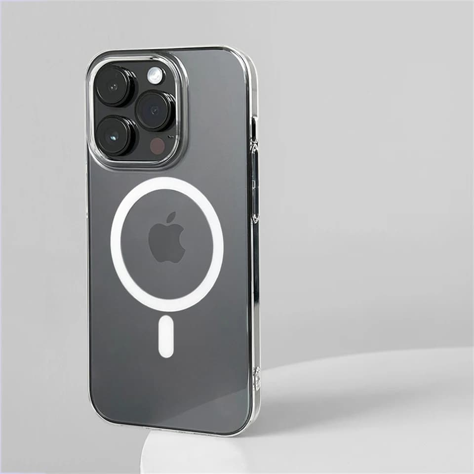 Průhledný magnetický kryt pro iPhone, ultra tenký, pevný, PC, transparentní, kompatibilní s MagSafe bezdrátovým nabíjením