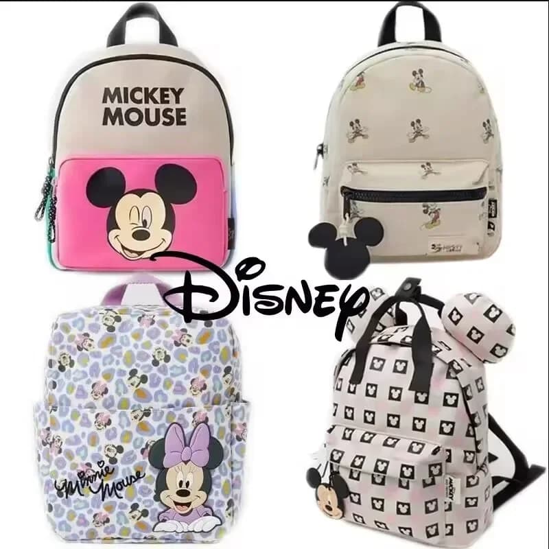 Plátěný batoh s kresleným Mickey Mouse s velkou kapacitou, školní taška pro ženy a dívky, módní cestovní tašky