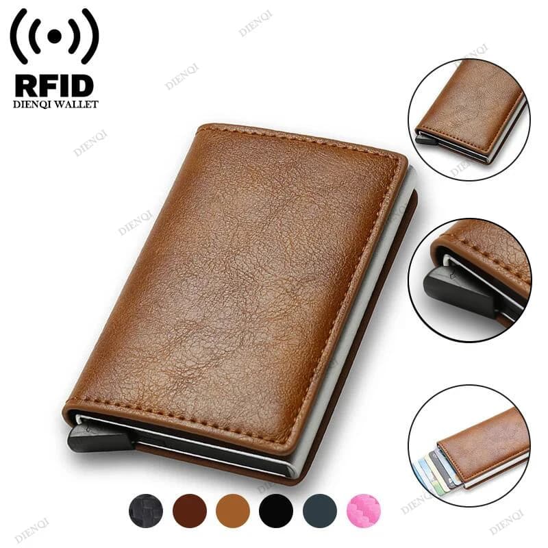 RFID blokování tenké peněženky s minimalistickým klipem na peníze pro muže a ženy, pouzdro proti krádeži