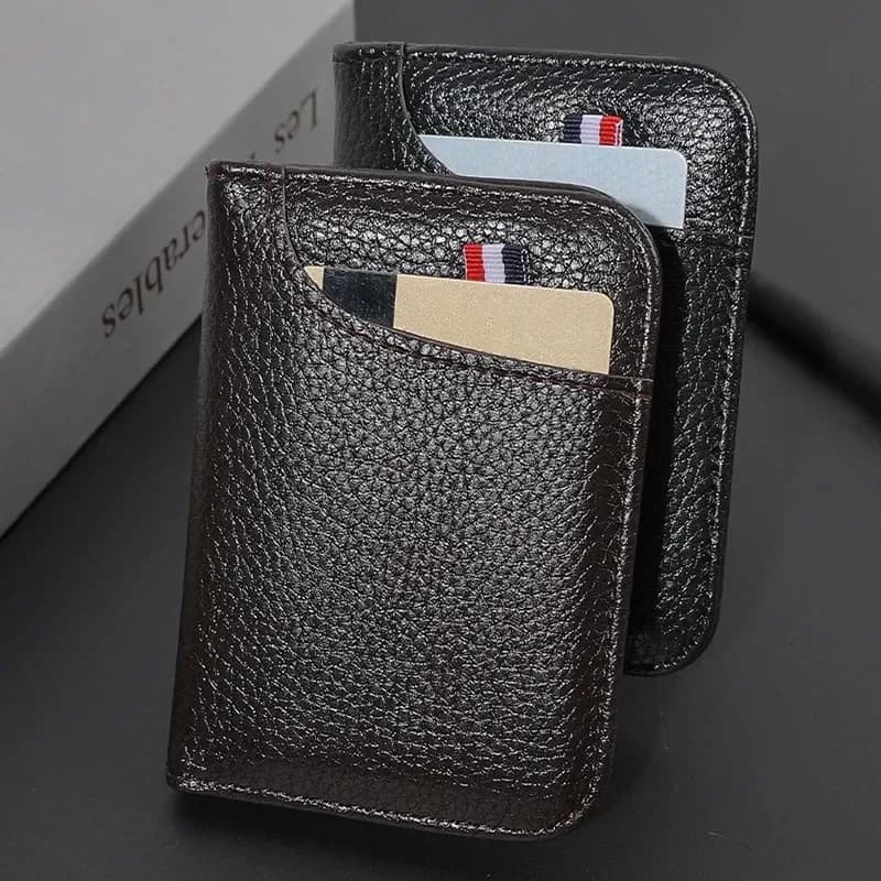 Tenká peněženka z umělé kůže na kreditní karty pro muže - tenká minimalistická peněženka na karty