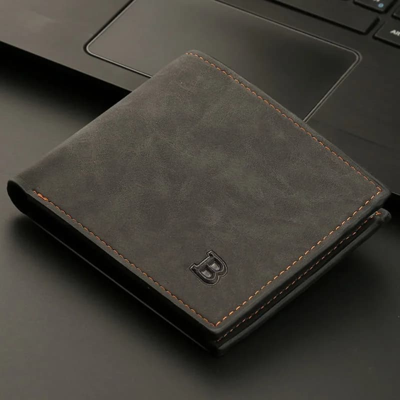 Pánská tenká kožená peněženka s kapsou na mince - RFID blokování, spona na peníze, pouzdro na karty