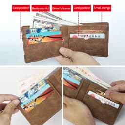 Pánská tenká kožená peněženka s kapsou na mince - RFID blokování, spona na peníze, pouzdro na karty - náhled 5
