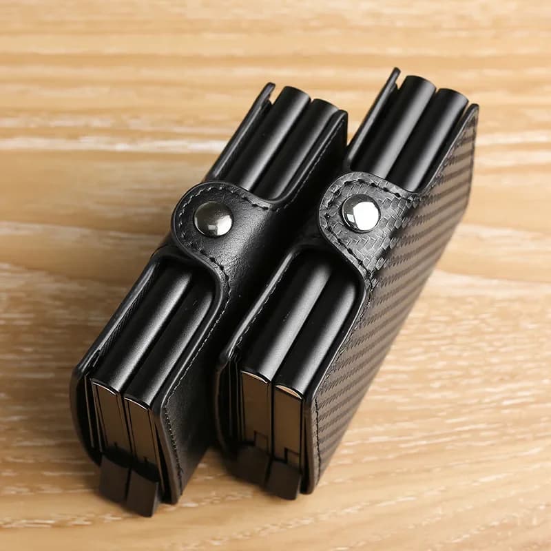 Velkokapacitní dvouvrstvý držák na kreditní karty s ochranou proti blokování RFID, magická peněženka pro muže s karbonovými vlákny, pouzdro na karty