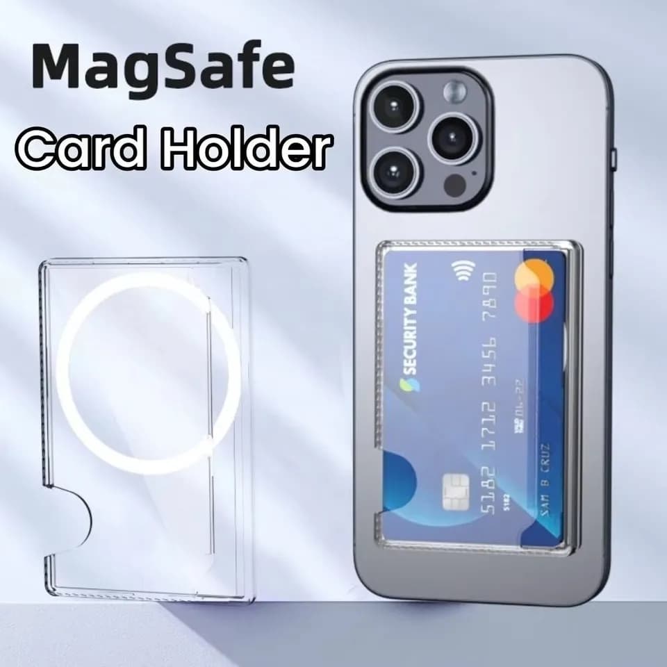 Magnetická průhledná peněženka z plastu, silná adsorpční podložka, přenosný kryt na karty pro iPhone 16 15 Pro Max 14 13 12 pro muže