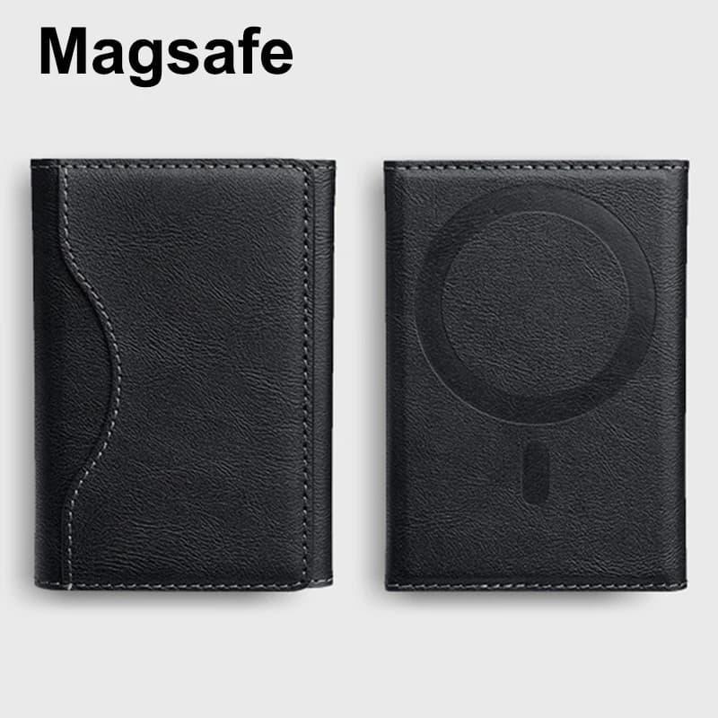 Pouzdro na karty MagSafe z umělé kůže, trojdílné magnetické pouzdro na karty, peněženka pro Apple iPhone 16, 15, 14, 13, 12 Pro Max Mini