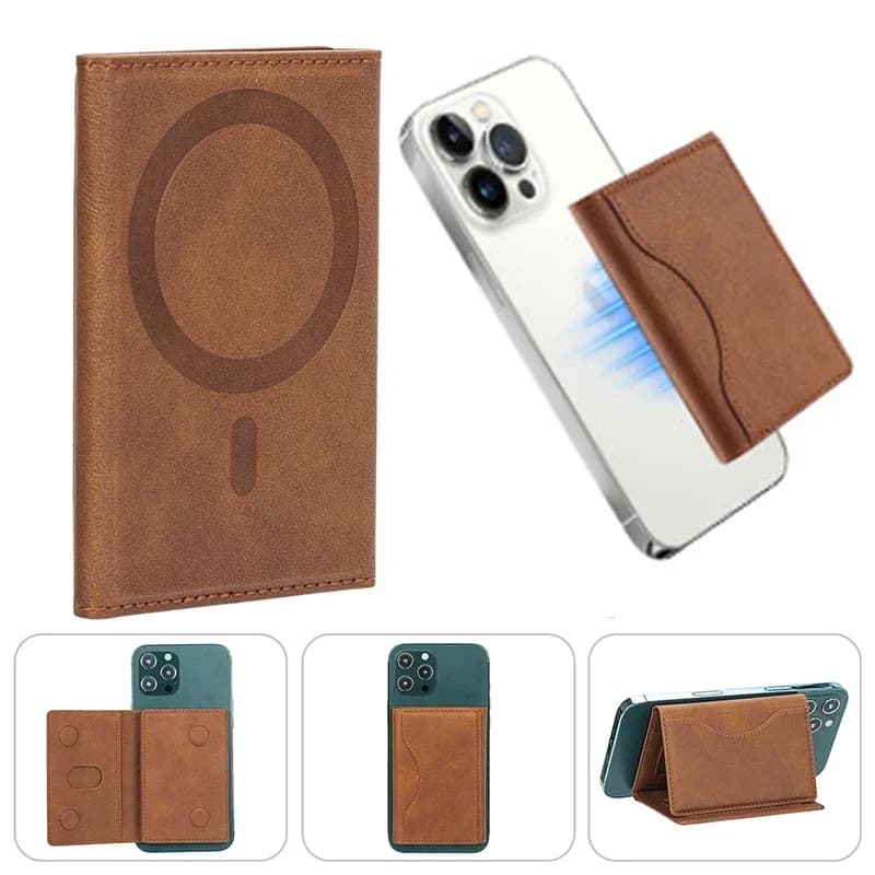 Magnetický držák karet, peněženka, PU kožené pouzdro na telefon kompatibilní s iPhone 16, 15, 14, 13 a 12.
