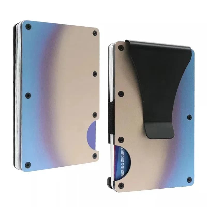 Hliníková peněženka s RFID blokováním, tenký minimalistický držák kreditních karet, spona na peníze, obchodní kufřík