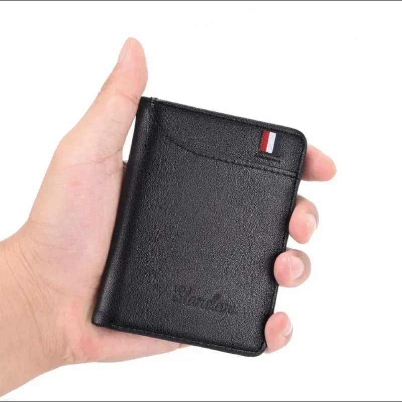 Tenká peněženka z umělé kůže pro muže - mini pouzdro na kreditní karty, tenká malá krátká peněženka