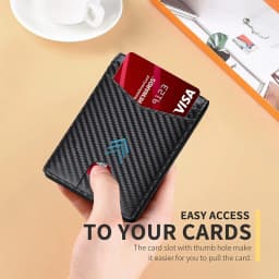 Pánská ultratenká kožená peněženka s RFID blokováním, okénkem pro ID, více sloty na karty, uhlíkové vlákno - náhled 6
