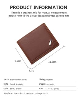 Pánská tenká skládací peněženka s kapsou na mince a pouzdry na karty - RFID ochrana Business Wallet - náhled 7