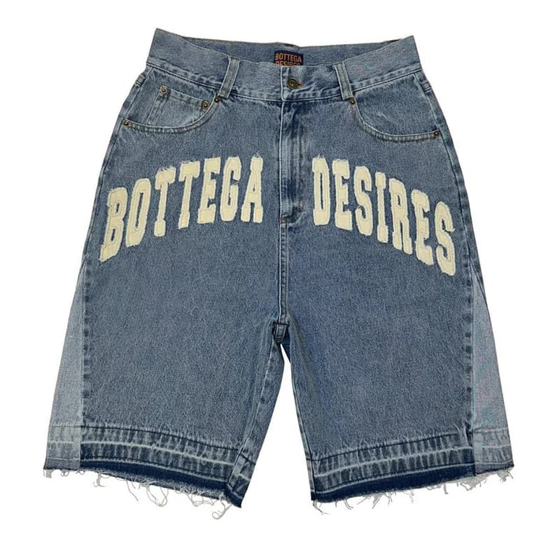 Retro džínové šortky s výšivkou - volné unisex kraťasy ve stylu Y2K