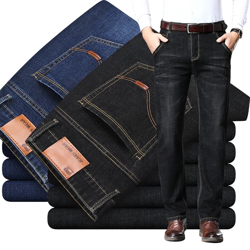Pánské slim džíny stretch modré černé denimové kalhoty casual móda velikost 28-40