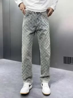 Pánské volné džíny Y2K retro styl wide leg hip-hop design casual kalhoty - náhled 4