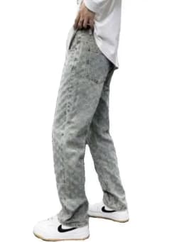 Pánské volné džíny Y2K retro styl wide leg hip-hop design casual kalhoty - náhled 6