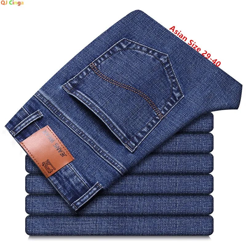 Pánské džíny slim straight stretch modré denim kalhoty velikost 28-38 elegantní střih