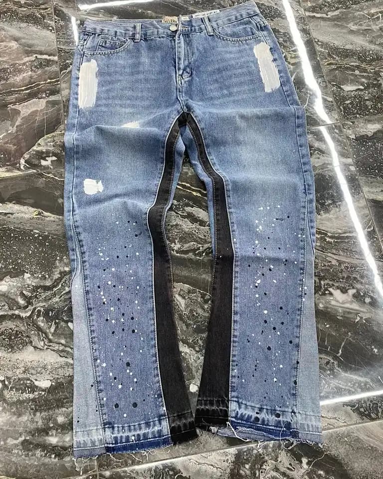 Baggy džíny s batikovaným vzorem unisex streetwear kalhoty rovný střih tie dye