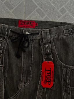 Vintage džíny cargo unisex baggy kalhoty s kapsami Y2K streetwear wide leg denim - náhled 5