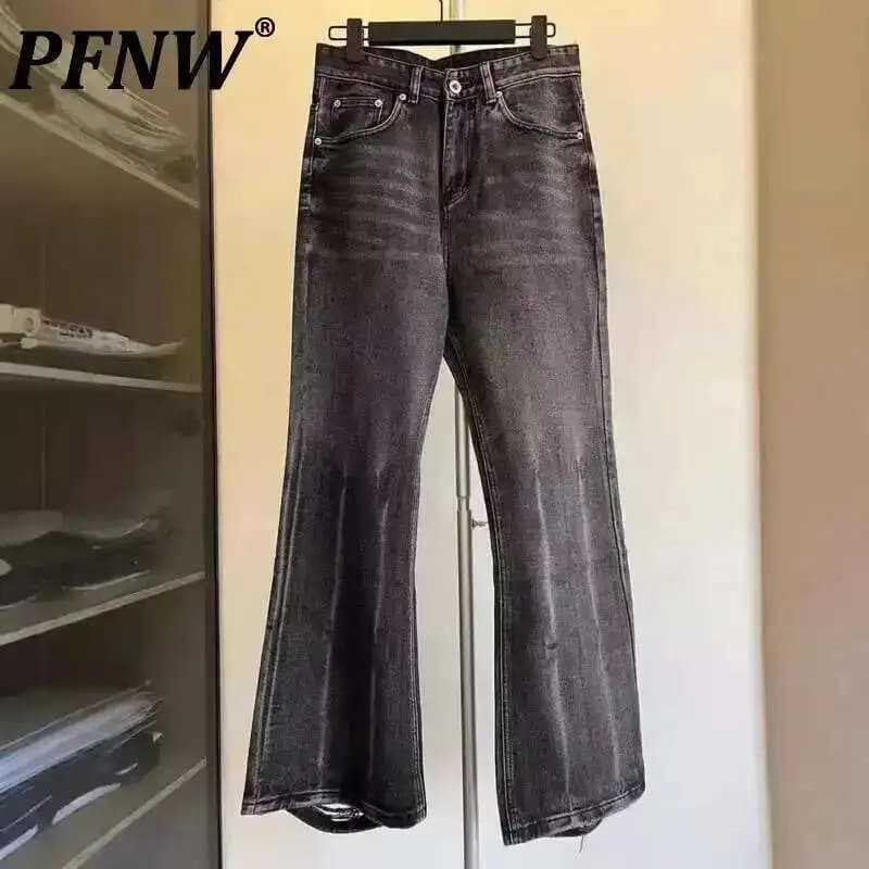 Pánské džíny s dírami černé šedé rovný střih volné trendy denim kalhoty casual styl