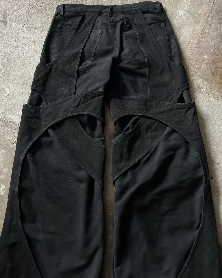 Pánské bavlněné volné džíny s hollow designem retro styl unisex casual kalhoty