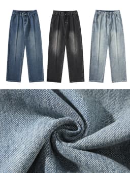 Pánské džíny široké nohavice černé modré rovné volné denim kalhoty jarní letní móda - náhled 3