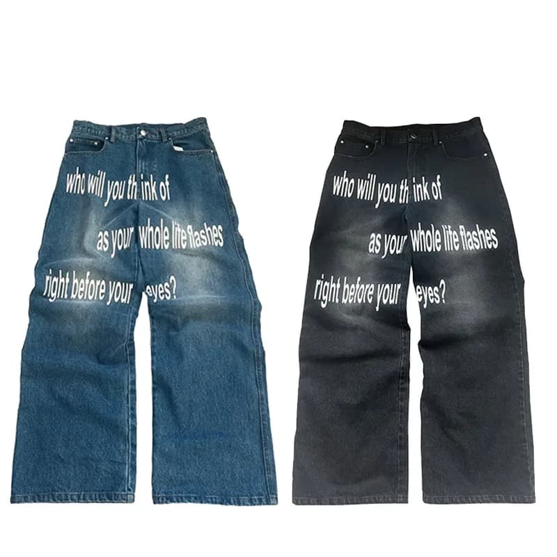 Široké džíny Y2K styl pánské dámské hip hop streetwear gotická móda volný čas retro