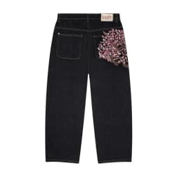 Dámské černé džíny s nízkým pasem wide leg vintage s výšivkou květin baggy streetwear - náhled 6
