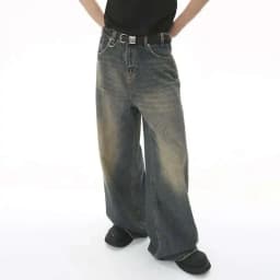 Pánské vintage džíny široké nohavice casual denim kalhoty letní distressed volné - náhled 5