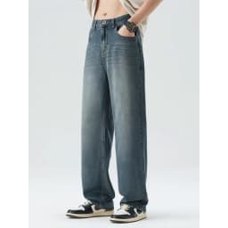 Pánské volné džíny jarní letní tenké rovné vintage denim kalhoty streetwear móda - náhled 3