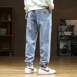 Pánské džíny s elastickým pasem harem baggy fit streetwear loose denim kalhoty velké velikosti - náhled 6