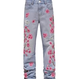 Pánské džíny s potiskem rovné střih děrované streetwear kalhoty jarní letní - náhled 6