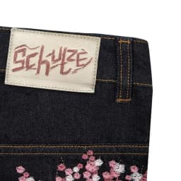 Pánské vintage džíny s výšivkou švestkového květu Y2K streetwear široké nohavice unisex - náhled 5