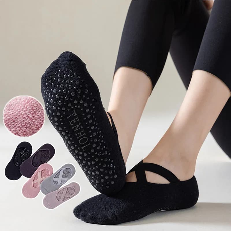 Dámské protiskluzové yoga ponožky bavlna silikon pilates barre grip neviditelné