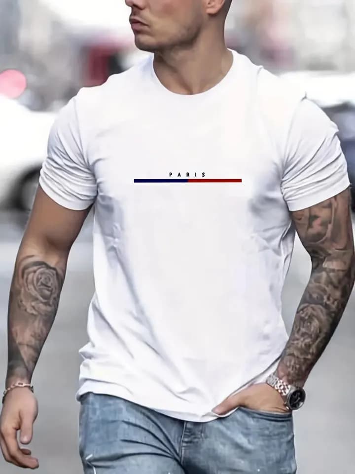 Pánské tričko s krátkým rukávem - elastické casual streetwear pro volný čas a párty