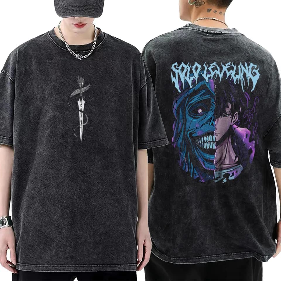 Anime Solo Leveling tričko pánské dámské vintage bavlna casual loose fit potisk