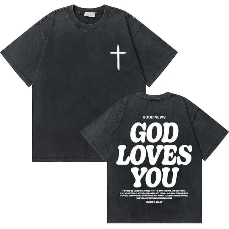 Vintage křesťanské tričko s biblickým veršem - unisex oversize tričko s motivem Ježíše