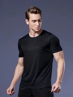 Pánská rychleschnoucí trička 10ks černá ultralehká prodyšná fitness běh gym krátký rukáv - náhled 4