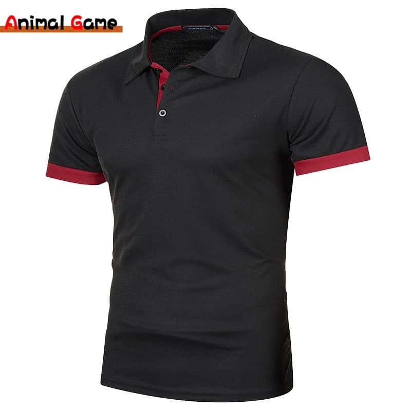 Pánské polo tričko s krátkým rukávem kontrastní barvy casual streetwear módní top