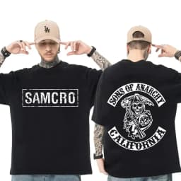 Pánské Dámské Tričko SAMCRO Print Bavlna Oversize Krátký Rukáv Hip Hop Rock Letní Top - náhled 2