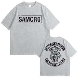 Pánské Dámské Tričko SAMCRO Print Bavlna Oversize Krátký Rukáv Hip Hop Rock Letní Top - náhled 6