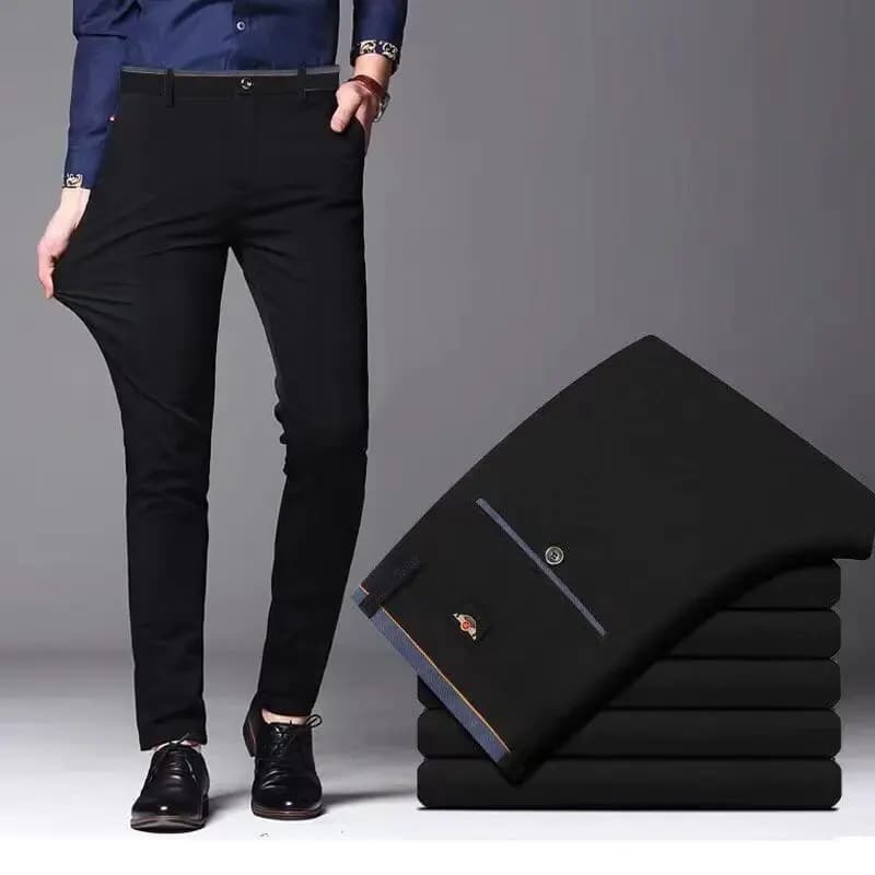 Pánské elastické formální kalhoty - business casual dlouhé rovné kalhoty černé modré