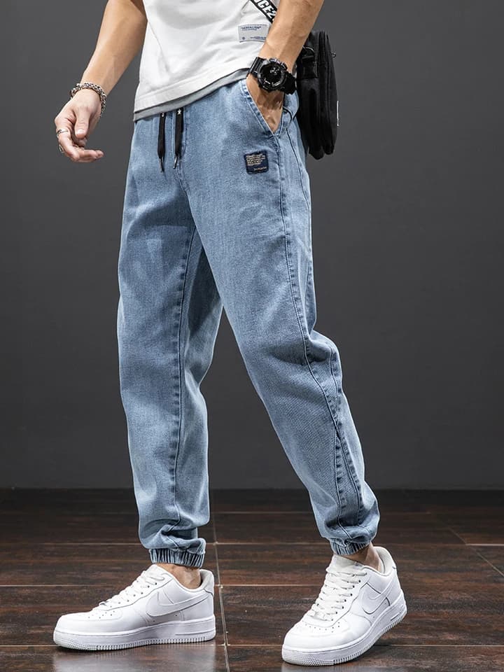 Pánské cargo džíny baggy tepláky streetwear denim kalhoty černé modré nadměrné velikosti