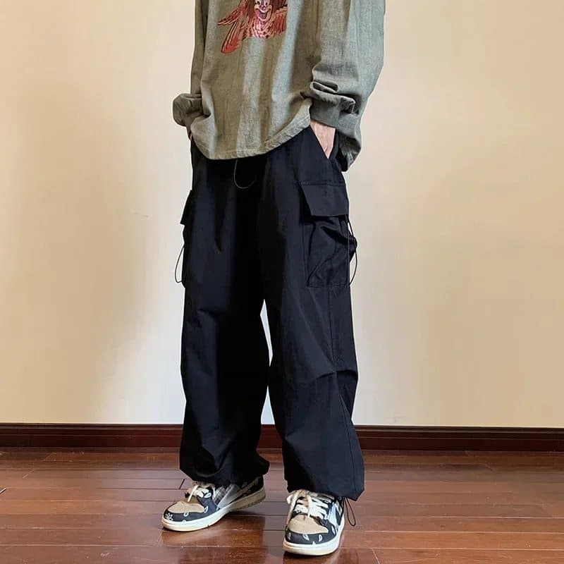 Pánské kapsové kalhoty cargo streetwear joggers jarní podzimní overaly hip hop