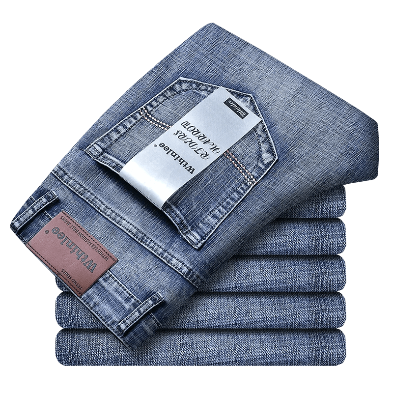 Pánské džíny rovný střih strečové casual pracovní denim kalhoty modré černé