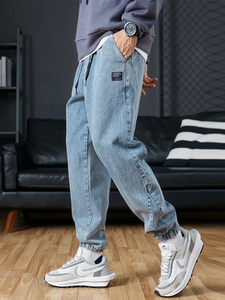Pánské džíny joggers velké velikosti 6XL-8XL černé modré cargo kalhoty stretch bavlna