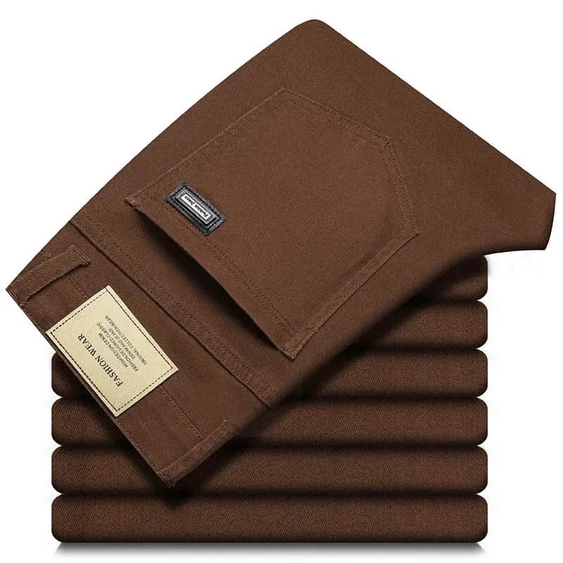 Pánské džíny volné rovné business casual strečové denim kalhoty 5 barev velikost 28-44