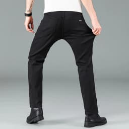 Pánské černé džíny rovný střih elastické pohodlné business casual kalhoty - náhled 6